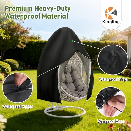 Housse de chaise œuf avec fermeture éclair bâche extérieure ultra résistante Kingling - 4