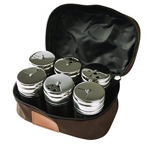 Gewürzdosen-Set von BoodTag, 6 Stück, aus Edelstahl, mit Salz-und Pfefferstreuer und Beutel