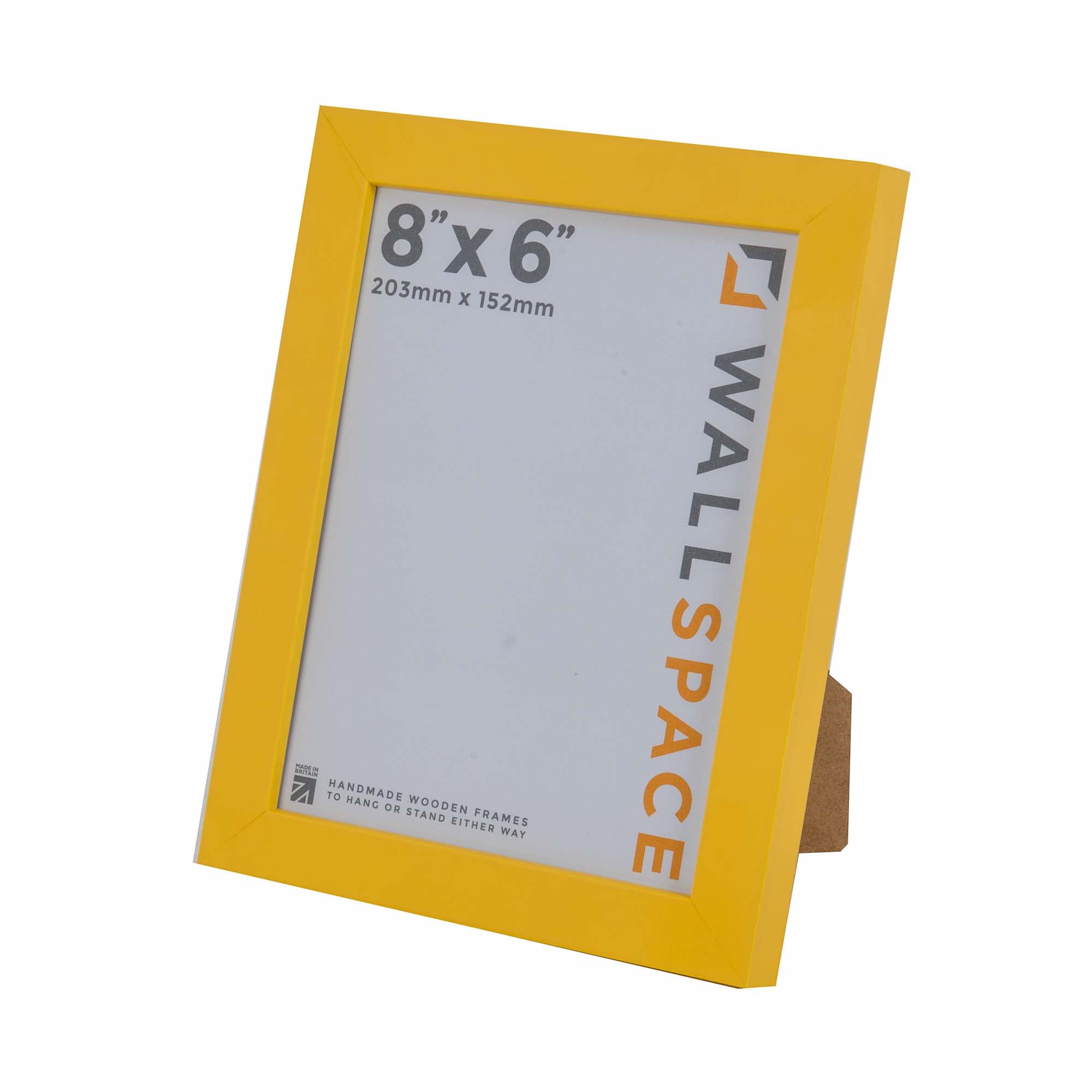 Wall Space 8x6 Yellow Picture Frame | Yellow 6x8 Photo Frame | 8 x 6 inch | 203x152mm | 20.3x15.2cm | Solid Wood Wooden with Real Glass | Handmade in UK