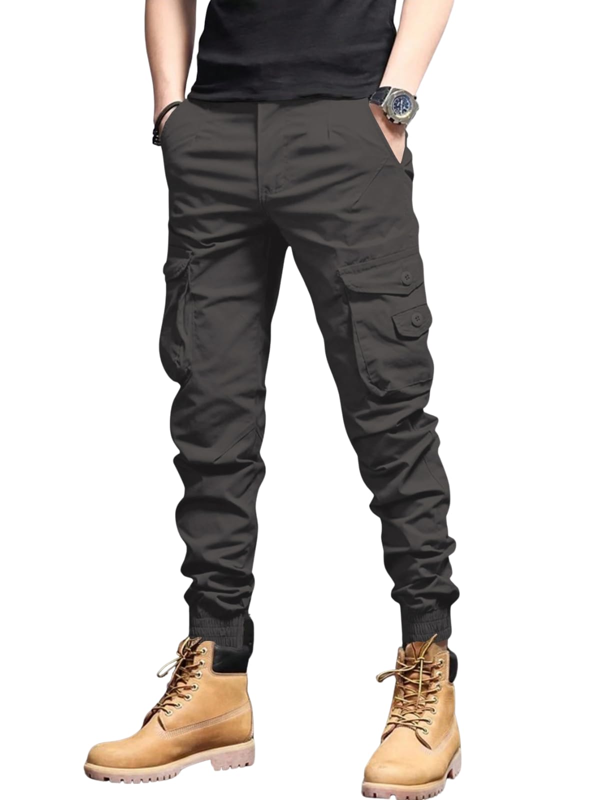 Men's Cargo Pants with Pockets | Cotton Joggers for Man | 6 Pocket Jeans Pant | Casual Trousers for Men | Track Pants for Office and Parties | Comfortable Casual Workwear