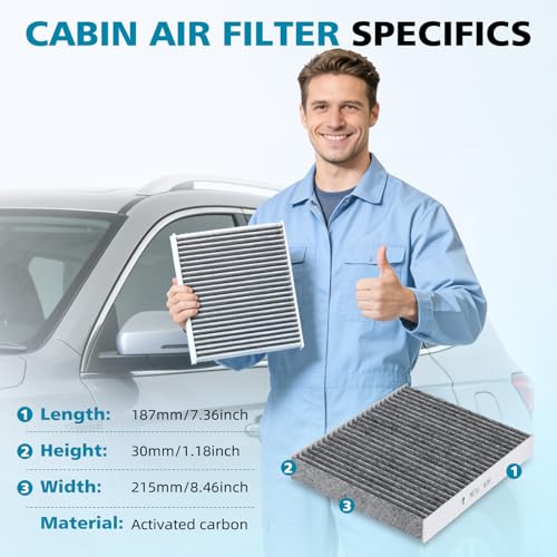 Image of 2PCS CF12157 Cabin Air Filter with Activated Carbon Compatible With Lexus, Mazda & Toyota Models - Avalon, Camry, Corolla, Highlander, Prius, RAV4, Sienna, Venza, RX350, RX450h,