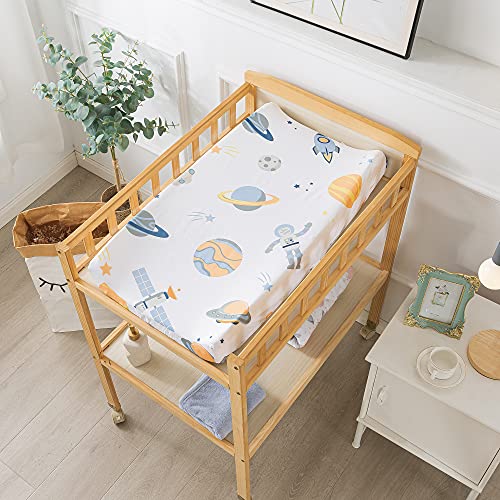 Soul & Lane Space Baby Bedding Crib Set For Boy (Set Of 3 - Space Baby Quilt, Crib Fitted Sheet For Boys, And Changing Pad Cover): Washable Space Crib Set, Reversible White And Blue Crib Bed Set #TOP3