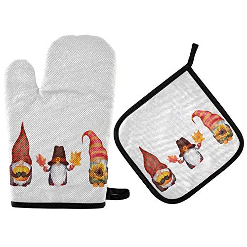 Kürbis-Ofenhandschuhe & Topflappen-Set | Herbst-Küchendeko, Aquarell-Design, Hitzebeständig – 2-teiliges Set Aus Polyester