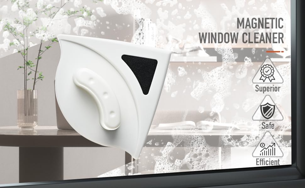 Immortal Magnetic Window Glass Cleaner | Doublefaced Glass Cleaner | Double-Side Glazed Two Sided Wiper with 2 Extra Cleaning Cotton Squeegee Washing Equipment Household Magnet (TR Surface WC) - Image 9 thumbnail