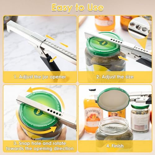 Dreyoo 2 Pack Adjustable Jar Can Opener, Multifunctional Stainless Steel Can Opener With Jar Gripper thumb #5