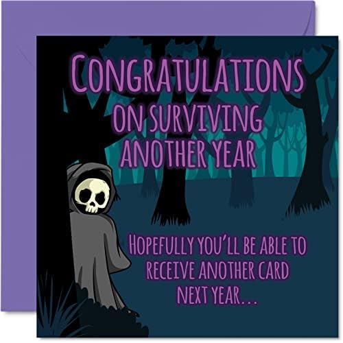 Tongue In Peach Lustige Geburtstagskarte "Woohoo You Survived Another Year" – DIN A5, Mit Umschlag, Witziger Gruß Für Beste Freundin, Familie
