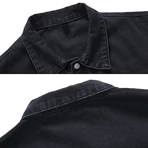 Image of PRIJOUHE Men's Denim Jacket Loose Fit Jean Jackets Button Down Trucker Coat