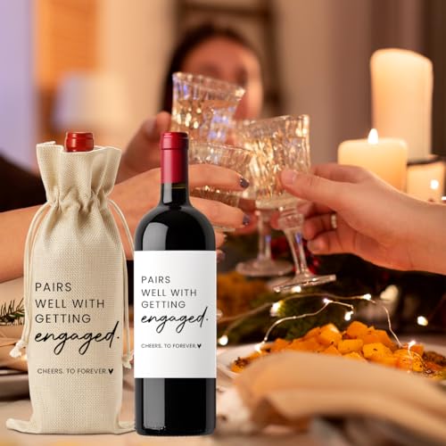 Image of Bride Engagement Gifts for Women Couples Boyfriend Girlfriend Fiance | Future Mrs Newlywed Engaged Wedding Bridal Shower Wedding Party Wine Bag Set with Wine Labeling Supplies