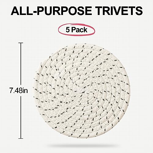 5piecestrivetsforhotdishespotholdersset100cottonwovenhotpotholderssetfarmhousecoastershotpadstablematsspoonrestforbakingandcookingkitchendecor7inch Urban Country Home Decor 5 pieces trivets for hot dishes potholders set 100 cotton woven hot pot holders set farmhouse coasters hot pads table mats spoon rest for baking and cooking kitchen decor 7 inch urban country home decor