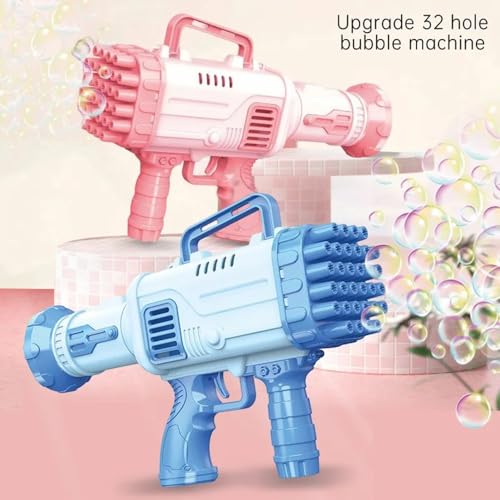 Image of VGRASSP 32 Holes Bubble Maker Gatling Bubble Gun Machine Toy for Kids with Bubble Solution Indoor and Outdoor Toddlers Bubble Launcher Machine for Girls and Boys - Multicolor (Color As Per Stock)