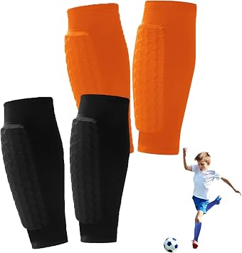 2 Pairs Soccer Shin Guards for Kids Youth Adult,Shin Guards Soccer Calf Compression Sleeve with Honeycomb Pads,Lightweight Shin Protector Support for Baseball MTB FootballBoys Girls Protective Gear