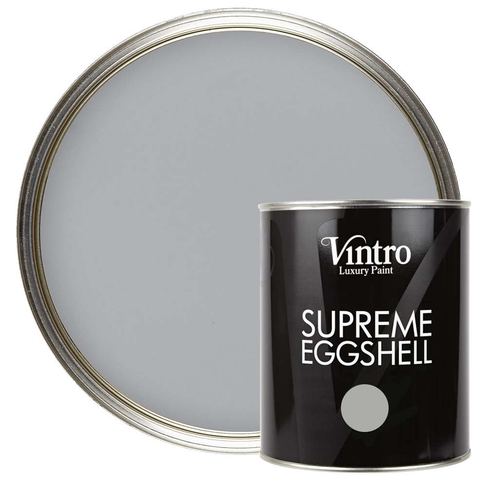Vintro Paint | Mid Grey Eggshell Paint | for Walls | Wood | Trim | Satin Furniture Paint | Interior & Exterior Use. 1 Litre (Lincoln Grey) — image 1