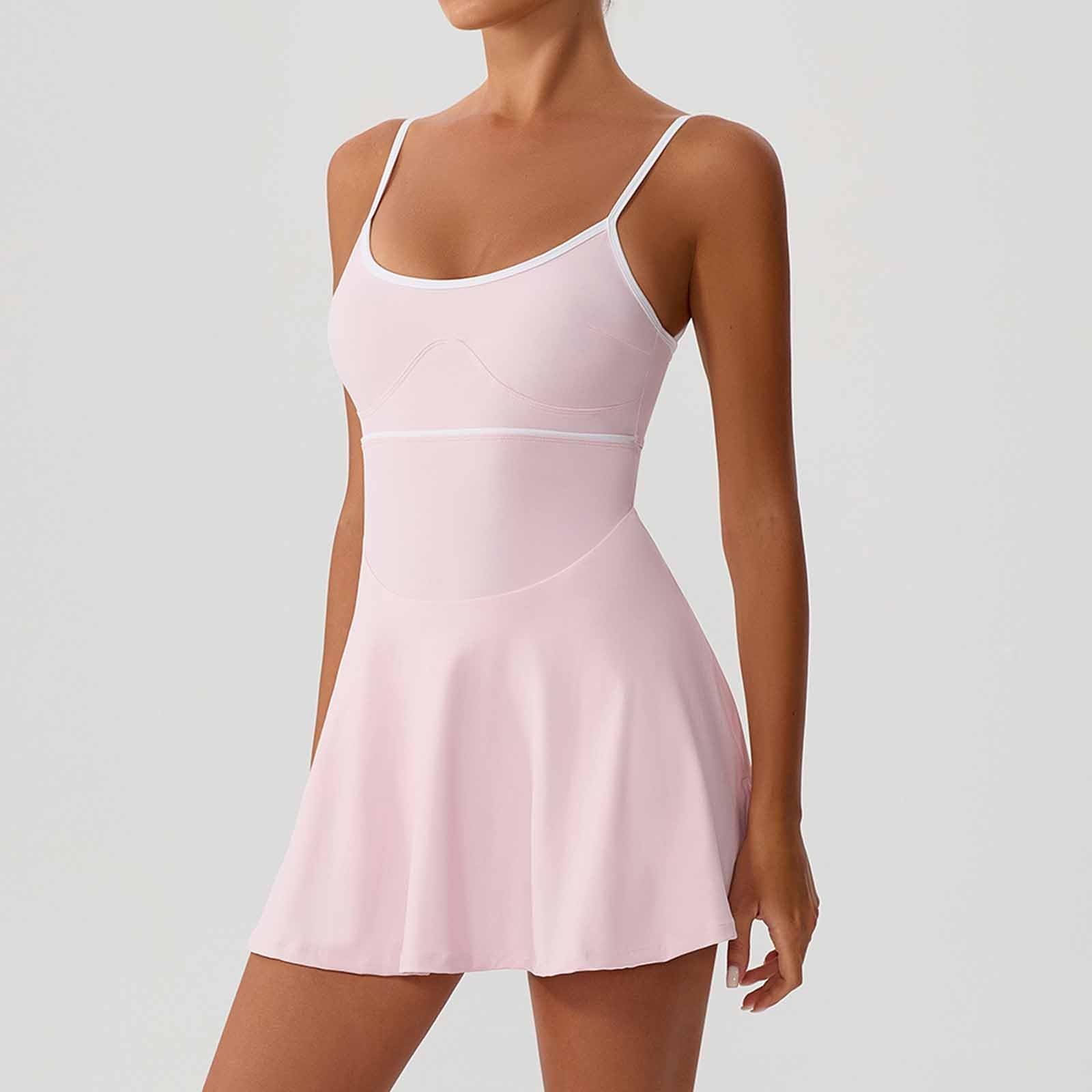 2027 Vestido de Tenis Casual Mujer con Sujetador Integrado Tirantes Ajustables Vestido de Verano sin Espalda para Deportes Diario