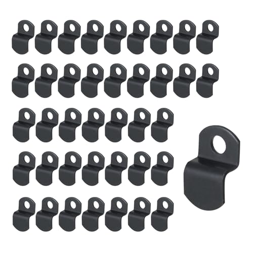 Image of 40pcs 1 /4 inch Depth Flat Offset Canvas Clips Black Metal Photo Frame Clips with Screws Z Shape Mirror Clamps Heavy Duty Offset Mirror Clips for Picture Framing