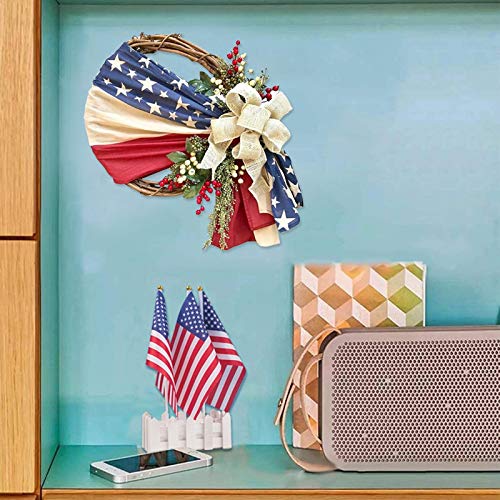 AOJIAN Independence Day Patriotic Wreath for Front Door, Simulation Artificial Garland Hanging Wreath and Veterans Day Decoration (A-Multicolor)