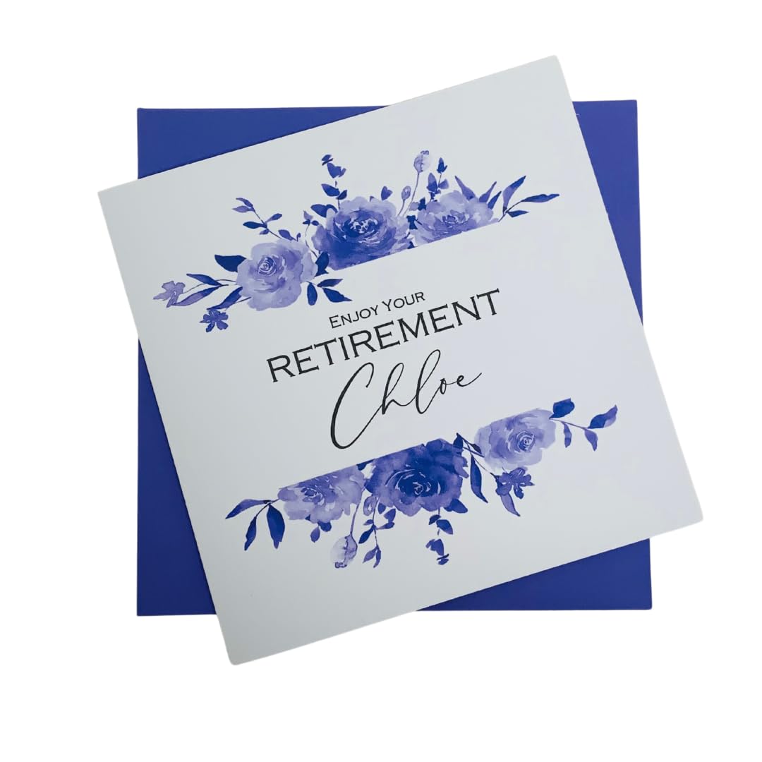 Retirement Card - Personalised Greeting Card for Women Men Colleague Coworker Mum Dad Partner Retired Retiring Leaving Work Good Luck - 9 Colours - Daisy (Purple)