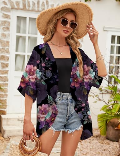 Image of Chunoy Women Short Sleeve Chiffon Kimono Beach Swimsuit Cover Up