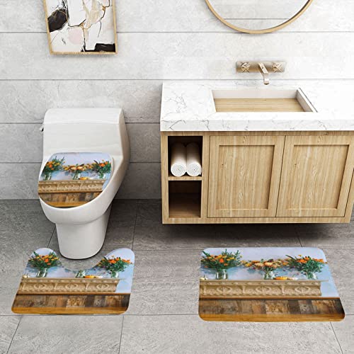 Badematten Set 3 Teilig,Toilettenmatte Set,3Er Badgarnitur Badezimmer Matte Set Dusch Bade Matte Vorleger Teppich 3D… – Bild 3