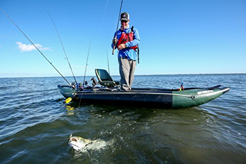 Sea Eagle 350FX 空気注入式 エクスプローラー 1人用 1フィート6インチ フィッシングカヤック 釣り – 釣り ツーリング キャンプ & ホワイトウォーター 7フィート10インチ パドル スイベルシート フィッシュリグ フレックスブレース スケグ SUPポンプ 2枚目