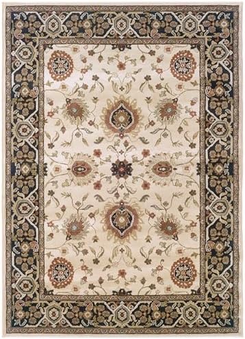 Oriental Weavers Hudson Area Rug - 1338C - 7'8" x 10'10" - in Beige/Black - Vintage Inspired, Stain Resistant, Family and Pet Friendly, Dining, Living Room Rug