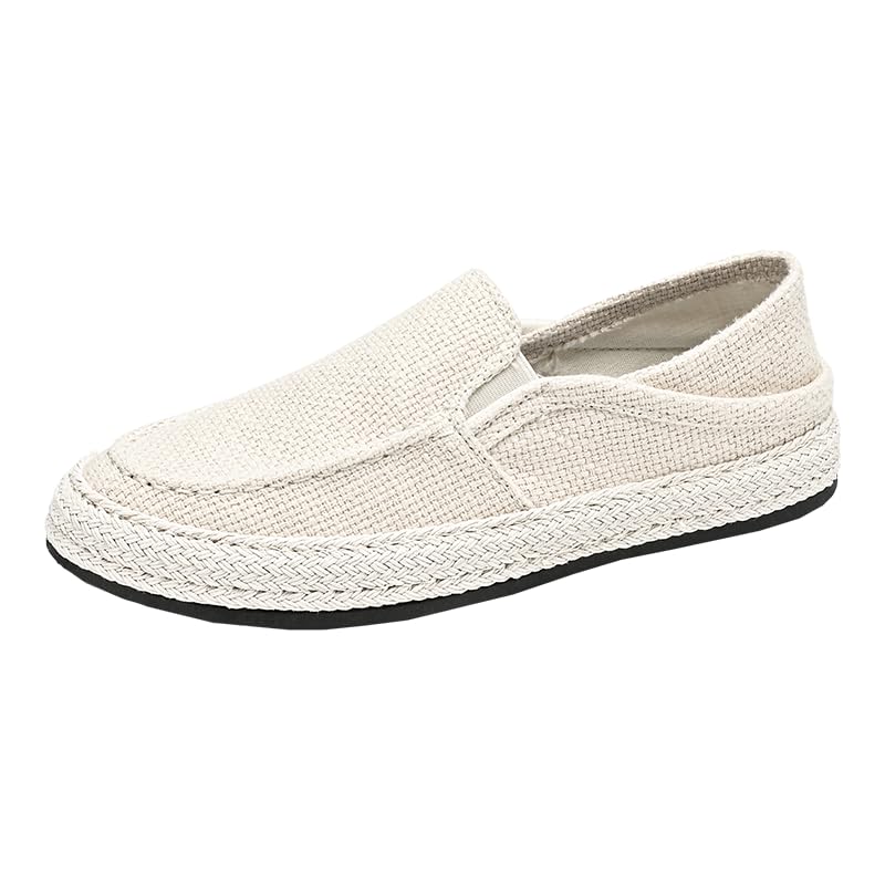 Men's Canvas Loafers-Breathable Mesh Lining, Slip-on Design Casual Walking Shoes, Comfortable Rubber Soles Suitable for All Seasons