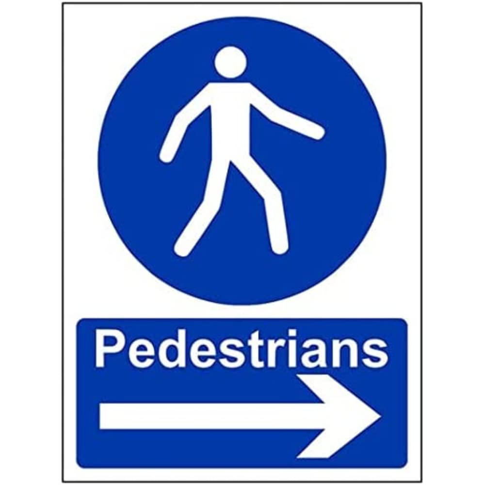 Mandatory General - Pedestrians, Arrow Right - 300 X 400mm, Multi, 300x400mm