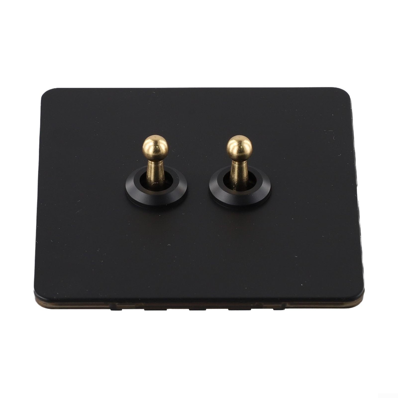 86 Type Stainless Steel Panel Wall Toggle Light Switch with Brass Rod Control Single Pole 1 Way 2 Way Black Finish for Home Office Hotel Lighting 86x86mm(2 Gang)