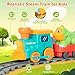 Electric Train Set for Toddlers, Realistic Steam Train Toys for Kids with Tracks, Animal Toys for Toddlers 1-3 with Music & Lights, Christmas Birthday Gifts for 1 2 3 4 5 Year Old Boys Girls