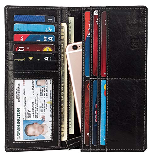Image of RFID Blocking Mens Genuine leather Bifold Long Wallet