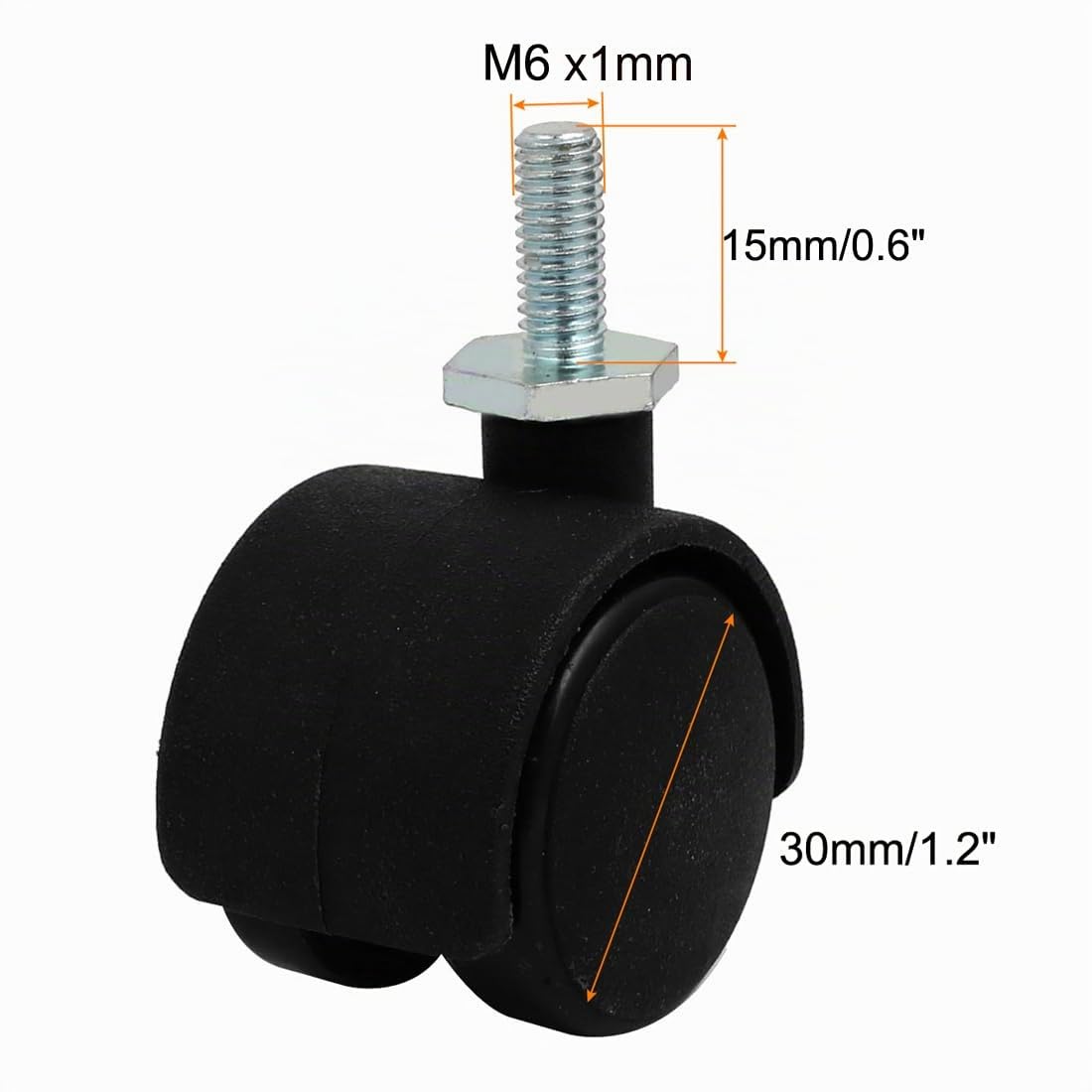 Sourcingmap Lot de 5 roulettes pivotantes rotatives en nylon M6 sans frein 3 cm