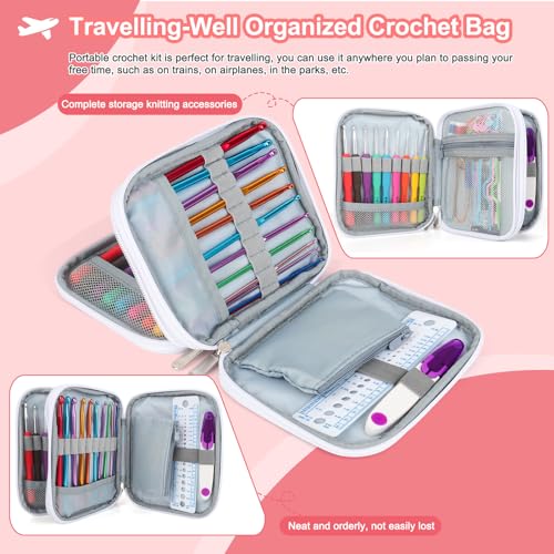 Image of Katech Crochet Hooks Kit with Case, 99-Piece Crochet Hooks Set DIY Crochet Needles Yarn Weave Kits for Knitting Gloves and Sweaters, Ergonomic Lace Crochet Hook for Fine Working
