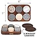 Whiskey Stones Gift Set - 6 Granite Round Beverage Chilling Drinking Stones Whiskey Rocks with 2 Extra Whisky Glasses Coasters - Premium Sipping Rocks in Elegant Wooden Storage Tray - Bar Accessories