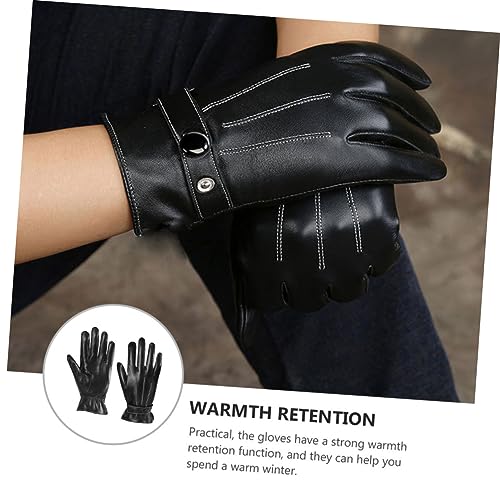 Guantes de conducción contra manos heladas con cuero PU impermeable 6