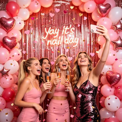 Image of Yay It's Nail Day Neon Sign for Wall Decor, LED Dimmable Lights Nail Room Decor, Nail Tech Decor Aesthetic Light Bedroom Decorations, Girls Nail Salon Neon Signs Accessories Gift 16.53 x 11.02 inch