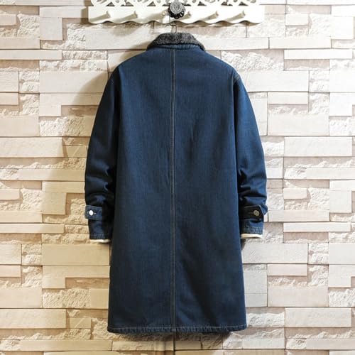Mens Winter And Autumn Loose Casual Denim Trench Coat Long Coat Zip up Sweatshirts for Men Men Jackets4