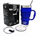 30 oz Tumbler - 6 Piece Stainless Steel Insulated Water & Coffee Cup Tumbler with Straw, 2 Lids, Handle - 18/8 Double Vacuum Insulated Travel Flask (Blue, 30oz)