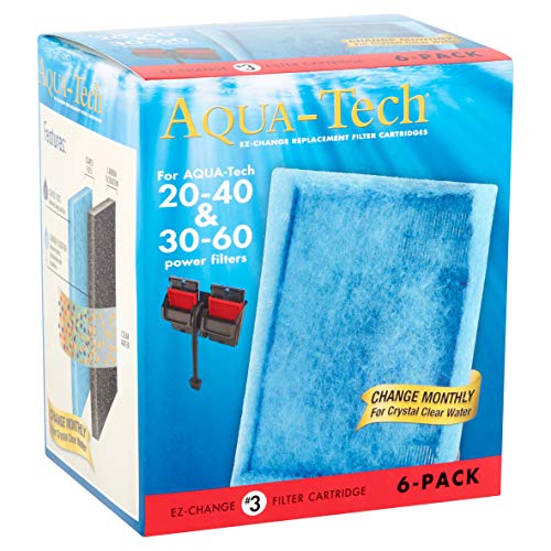 Aqua-Tech EZ-Change #3 Activated Carbon Replacement Filter Cartridges for 20-40 / 30-60 Gallon Aquarium Power Filters, 6 Count - 1 Pack (Includes 6 Filters Total)