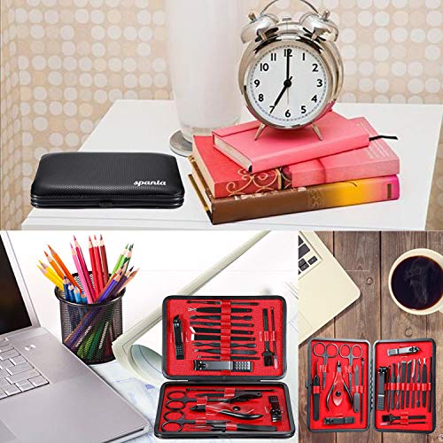 Manicure Set,20 In 1 Professional Nail Clippers Kit Pedicure Care Tools-Stainless Steel Pedicure Kit Nail Scissors Grooming Kit Manicure Kits with Black Leather Travel Case