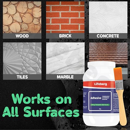 Image of 900gm Crack Seal Glue with Brush | Transparent Waterproof Solution for Roof Leakage | Waterproofing Agent for Lasting Protection | Epoxy Resin Sealant for Tiles,Pipes, Walls