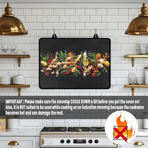 Image of Food Electric Stove Insulation Pad Heat & Stain Resistant Dish Drying Mat for Kitchen 30x21 Inch Cooktop Stove Guard Protector with Anti-Slip Grip Extra Large Mat