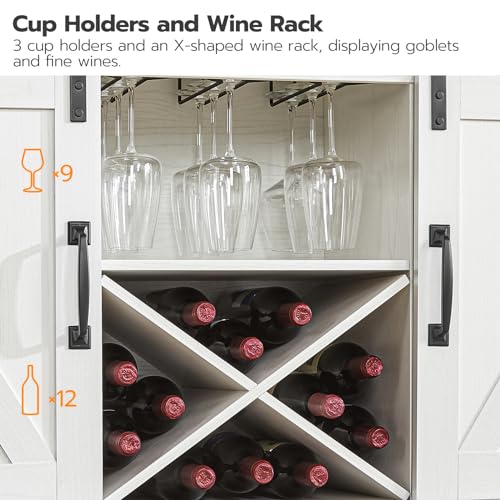 Coffee-Bar-Cabinet-with-Power-Outlet-54-Wine-Bar-Cabinet-with-Storage-Farmhouse-Buffet-Cabinet-Kitchen-Buffet-Cabinet-with-Drawers-Sliding-Barn-Doors-White-and-Walnut-WH72UJG01 Coffee Bar Cabinet with Power Outlet 54 Wine Bar Cabinet with Storage Farmhouse Buffet Cabinet Kitchen Buffet Cabinet with Drawers Sliding Barn Doors White and Walnut WH72UJG01