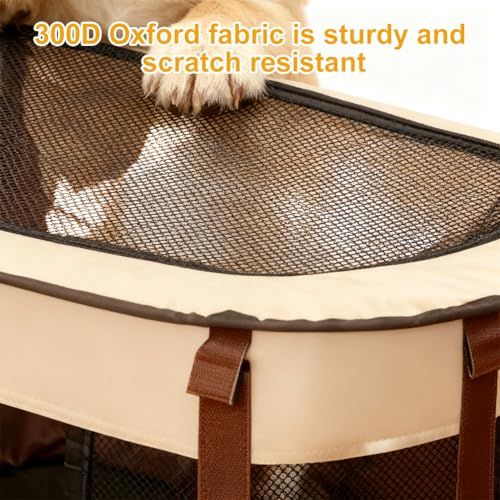 Welpenlaufstall Tierlaufstall - 70x55x40cm Faltbarer Haustierzaun,Oxford Wasserdichter Welpenauslauf,Welpenauslauf Rechteckiges Zelt für Hunde, Katzen und Kleintiere (Braun)