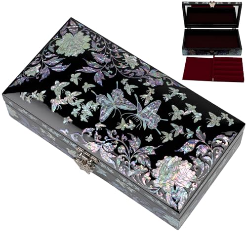 Product Image of the February Mountain Butterfly Pearl Jewelry Box with Removable ring tray - Ideal Gift for Her on Any Occasion