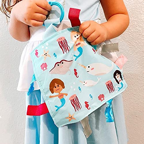 Lovey Chew Blanket Crinkle Toy Tag Square Sensory By Baby Jack (Mermaids And Narwhals) #TOP1