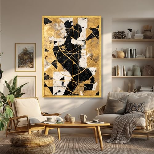 Tableau abstrait sur toile pour sublimer le design épuré d'un salon contemporain