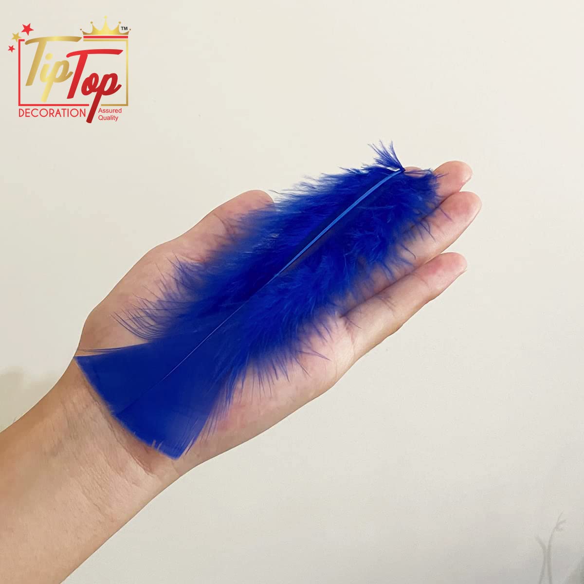 TIPTOP DECORATION Natural Dyed Flat Fluffy Turkey Feathers (10 Pieces) (Midnight Blue, 5-6 Inches) 2