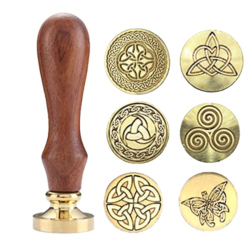 CRASPIRE Celtic Knot Wax Seal Stamp Kit - 2 Brass Heads With Wooden Handles