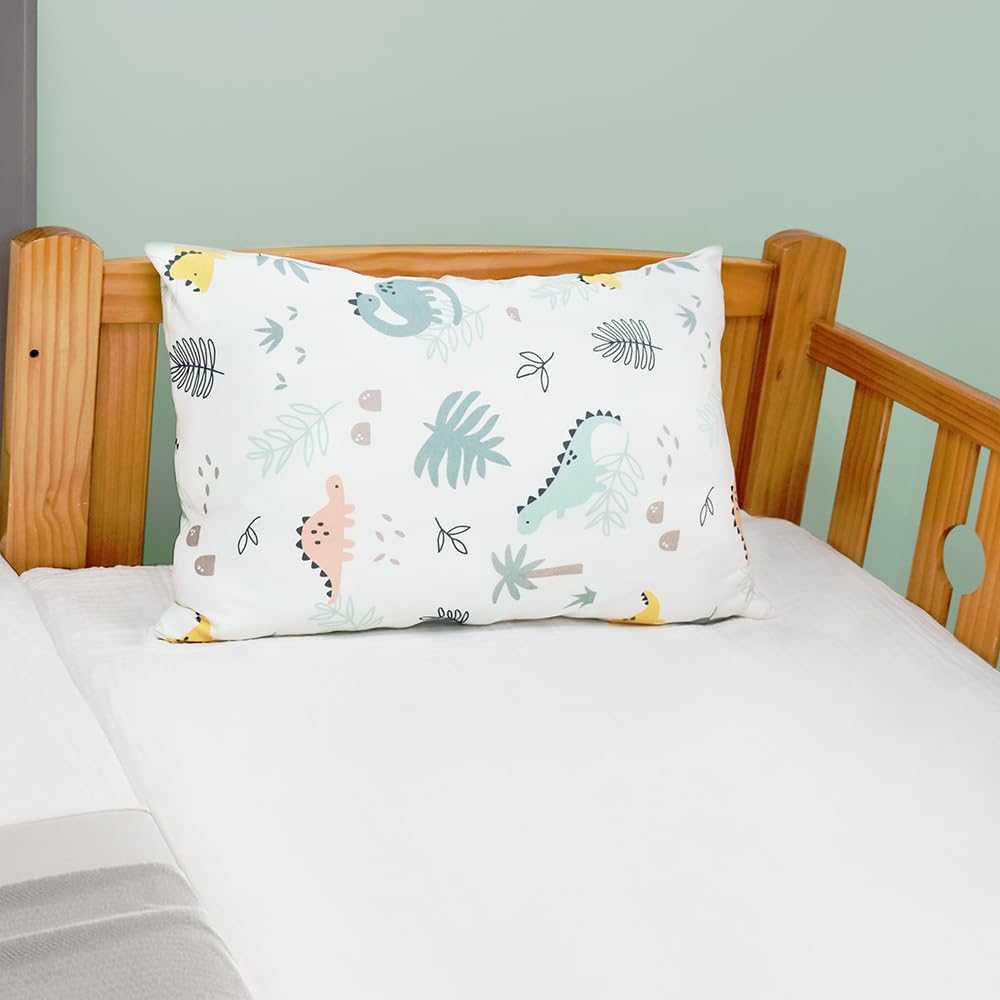 Fittia Lot de 2 Housses de Coussin Taie d'oreiller pour bébé en Coton Biologique tricoté 40x60cm Taie d'oreiller pour lit de bébé Un Sommeil paisible et Confortable, Dinosaure