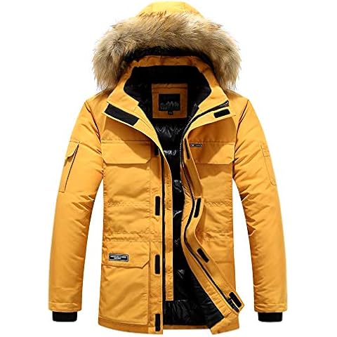CFWL Winter Men's Casual Warm Loose Large Size Warm Cotton Jacket Top Cotton Windbreaker Jacket Military Zipper Bomber Cargo Outwear Jackets Coat Waterproof Military Combat Yellow M Cover