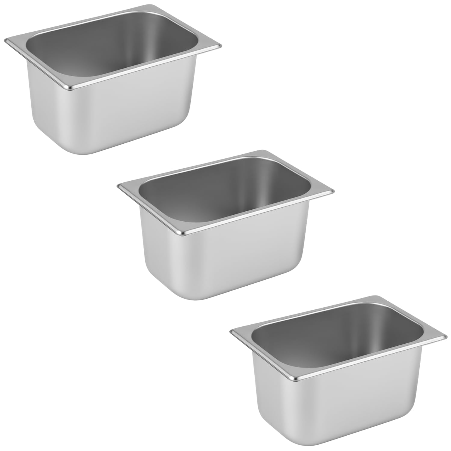 Générique Bandeja de acero inoxidable GN 1/4 x 150 mm – Acero inoxidable apto para uso alimentario – Apilable – Apta para lavavajillas profesional (Pack de 3)